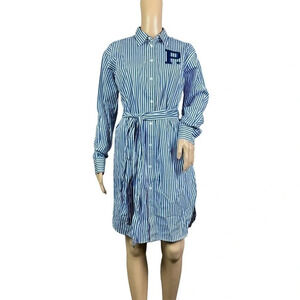 NWT Polo Ralph Lauren Womens Striped Patchwork Button Down Shirt Dress Sz 2